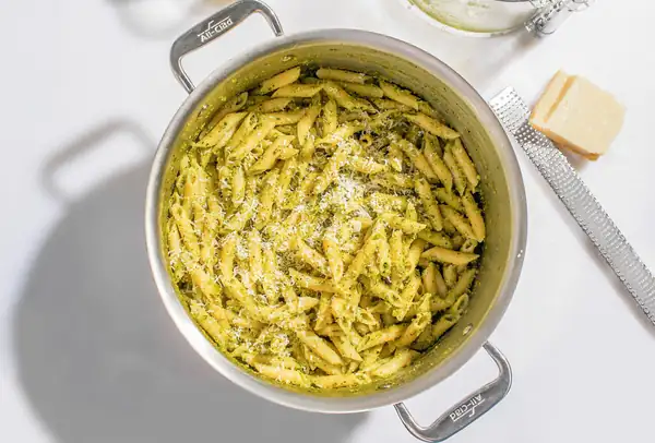 Pasta with Fennel, Green Olive and Pistachio Pesto