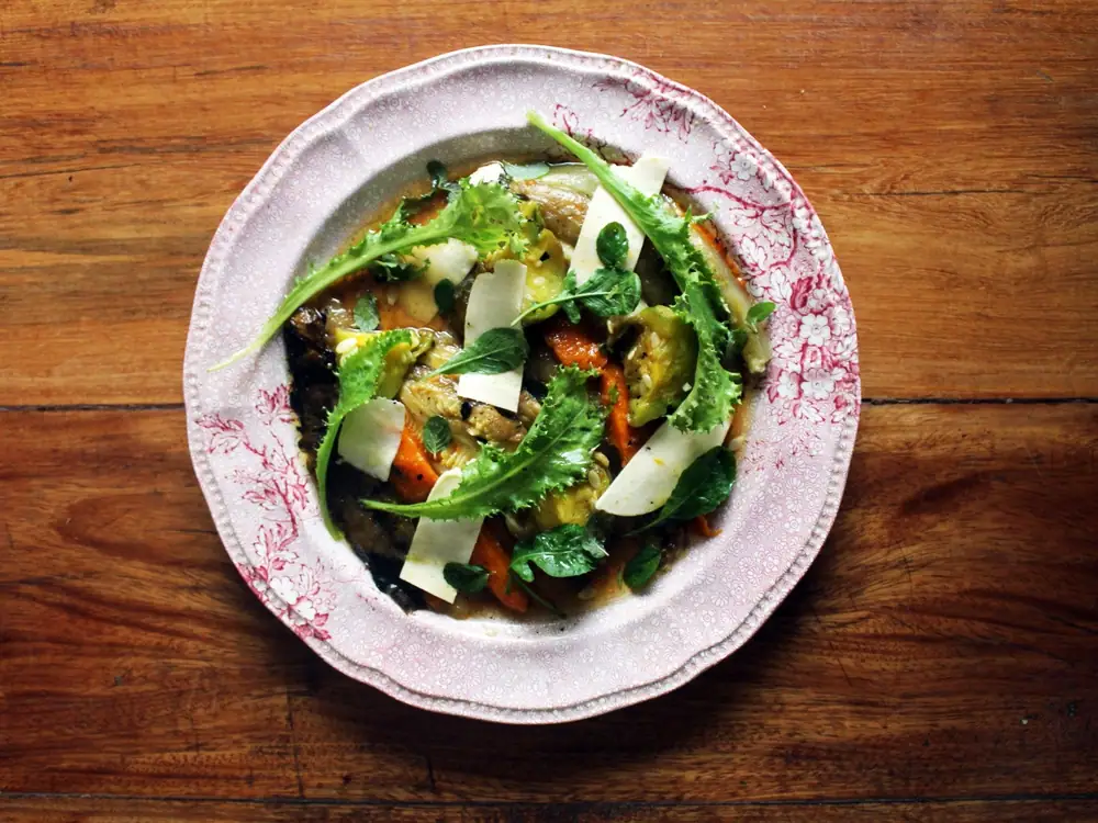 Charred Squash With Sardo Cheese, Mint, and Fresh Greens