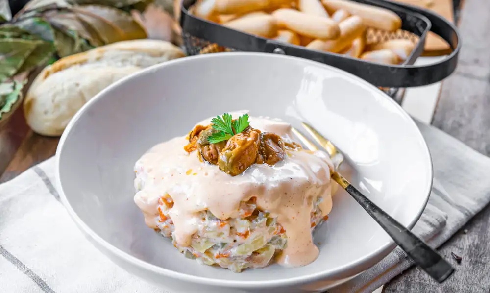 Pickled mussel salad