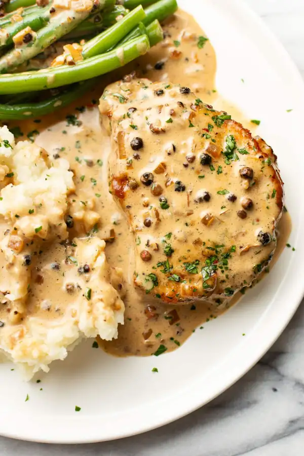 Peppercorn Sauce Pork Chops