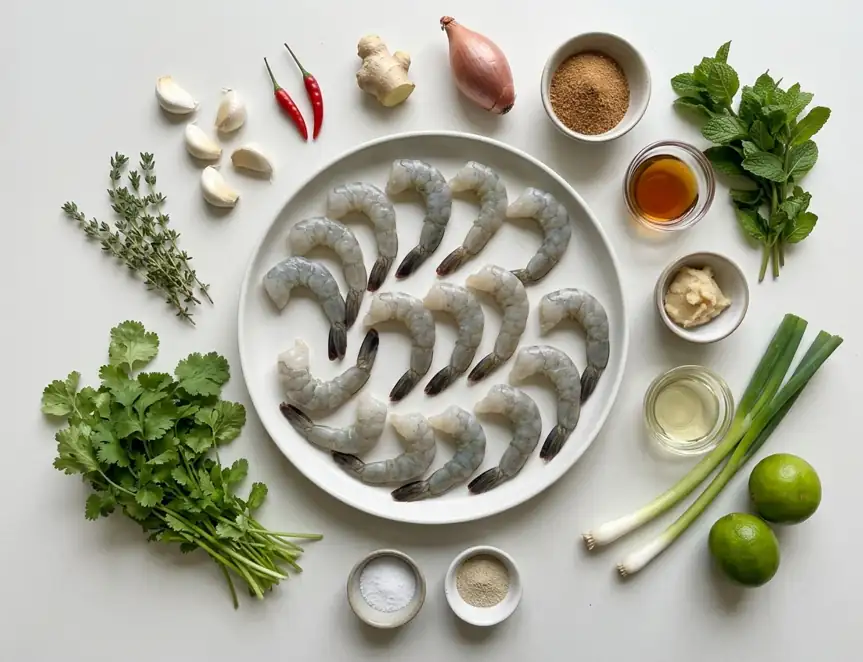 Dry prawns before grilling for Lay Alston shimi sauce