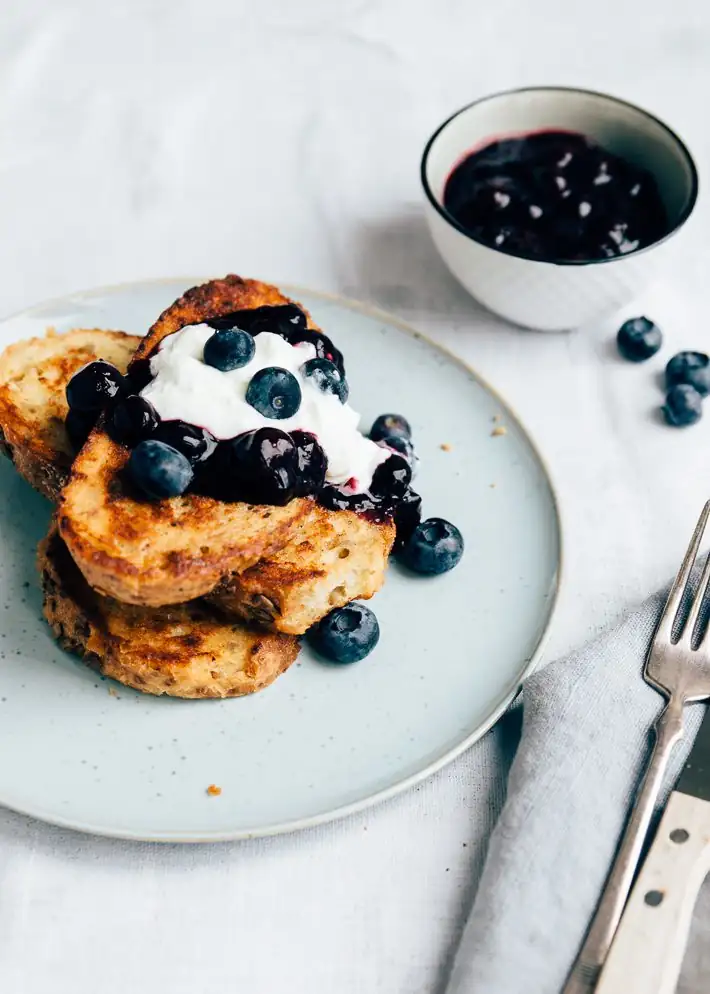 French toast with blueberry compote