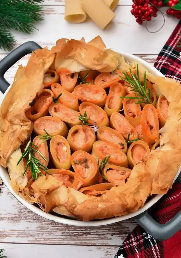 Timbal de pasta rellena