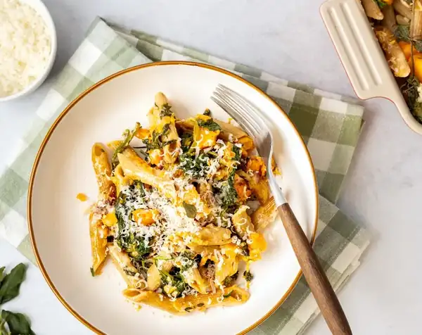 Pasta dish with pumpkin