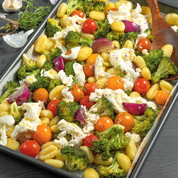 Ñoquis y verduras a la plancha