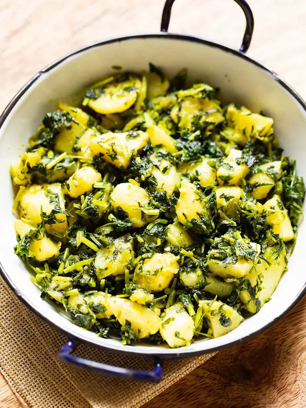 Aloo Methi Recipe (Potato & Fenugreek Leaves Sabzi)