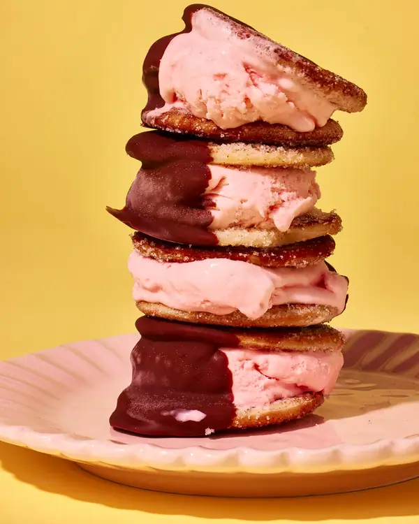 Vanilla-Rose Ice Cream Sandwiches with Cardamom Toast Recipe