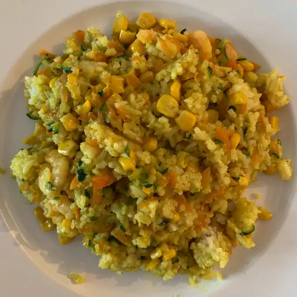 Prawns with vegetable curry rice