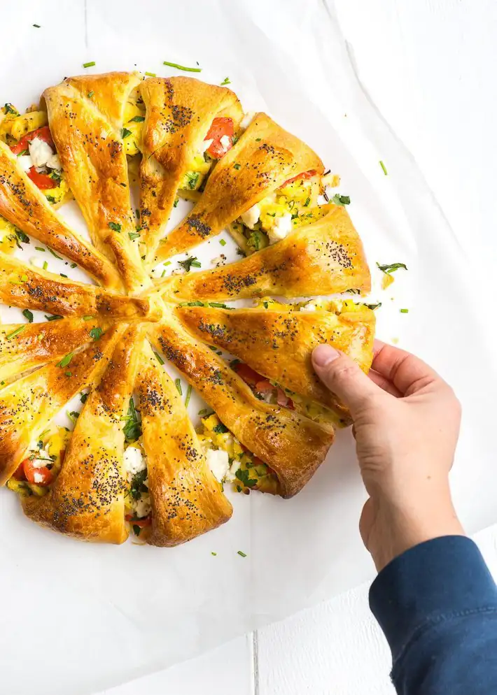 Croissant wreath with egg and salmon