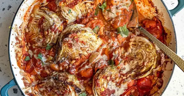 Savoy Cabbage Spicy Bean Bake