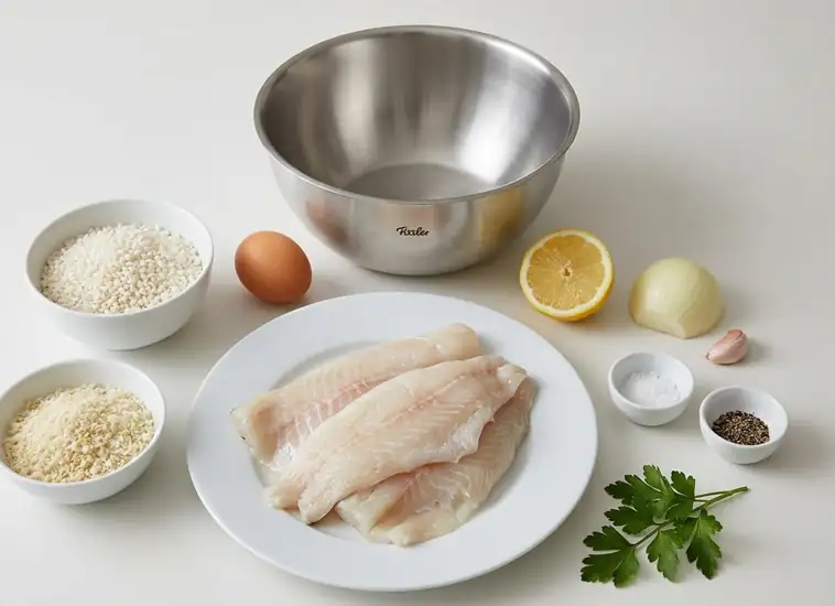 Seafood nuggets with fish and rice