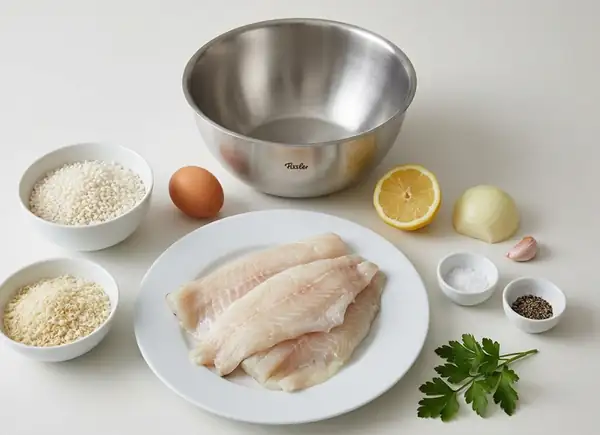 Seafood nuggets with fish and rice