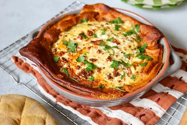 Croissant dough quiche with feta and tomato