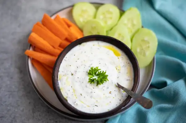 Easy 5-minute Yogurt Dipping Sauce with Garlic & Herbs