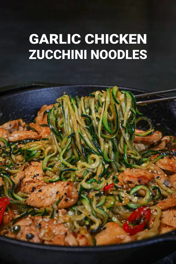 Garlic Chicken Zucchini Noodles Stir Fry Recipe & Video
