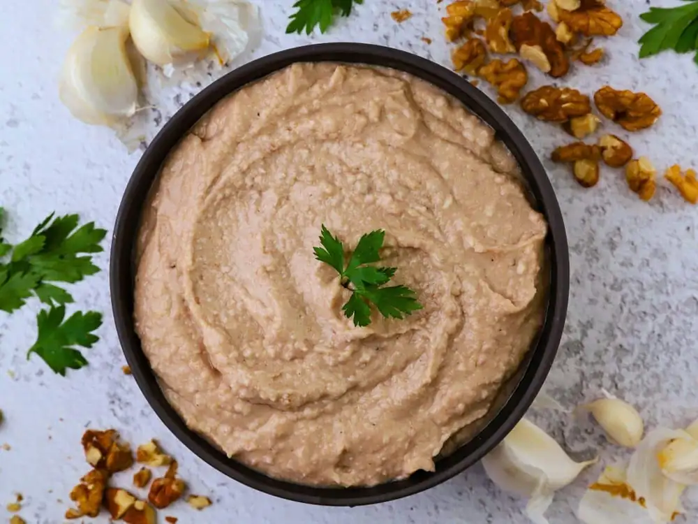 Walnut Skordalia (Greek Garlic & Bread Dip)