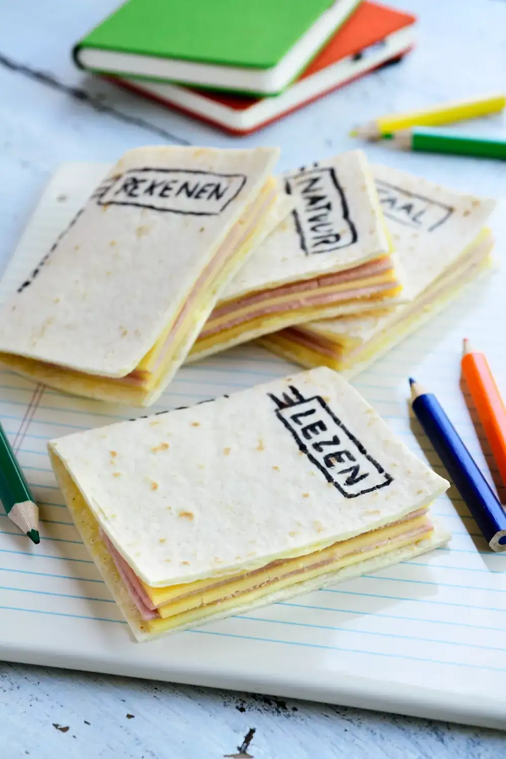 Wrap booklets with ham and cheese