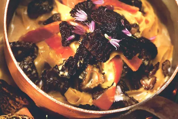 Fettuccine with morels and country ham