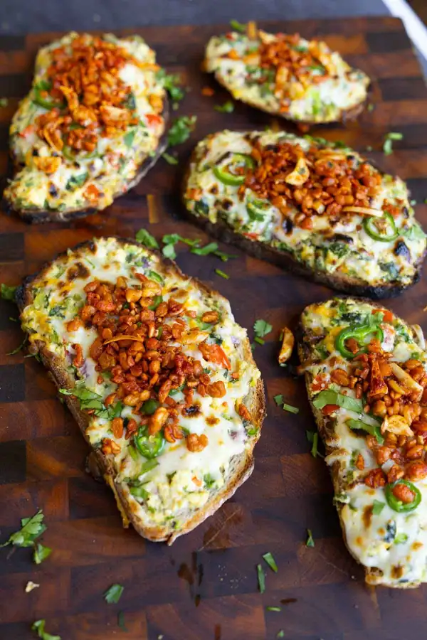 Triple Chilli Chilli Cheese Toast with Crispy Lime Tempeh
