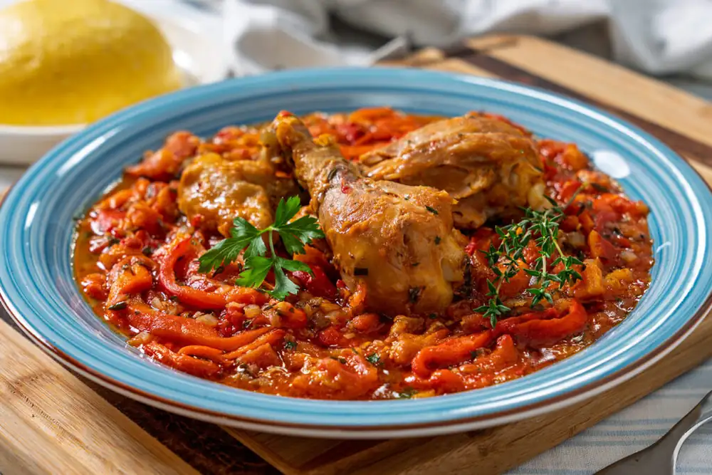 Pimientos al horno con pollo como los de la abuela