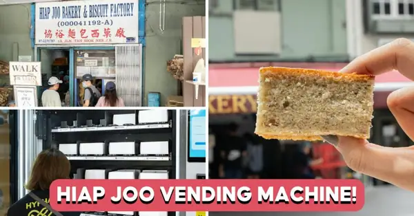 Consigue el famoso pastel de plátano de la panadería Hiap Joo en esta máquina expendedora en Bukit Panjang