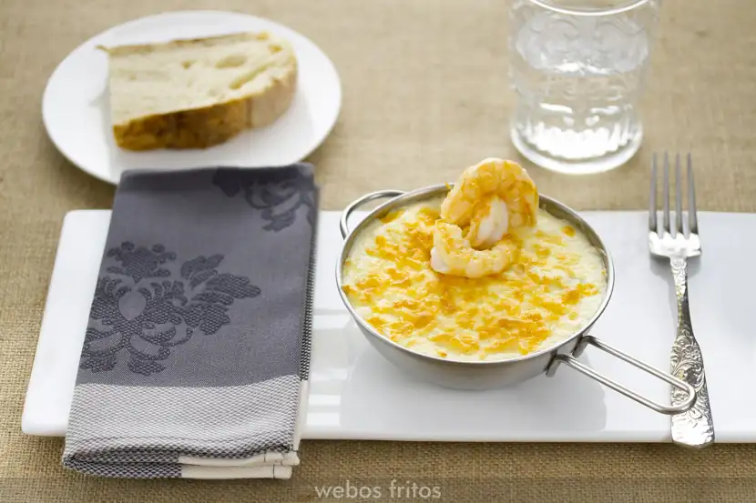 Onion and prawn gratin