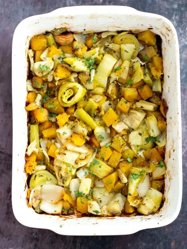 Roasted Golden Beets, Fennel & Leeks
