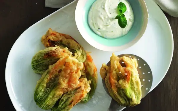 Squash Blossoms in Chickpea Batter