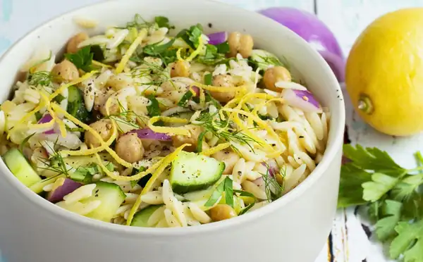 Herby Chickpea And Orzo Salad