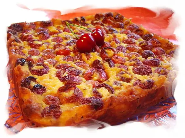 Cherry clafoutis with thick cream