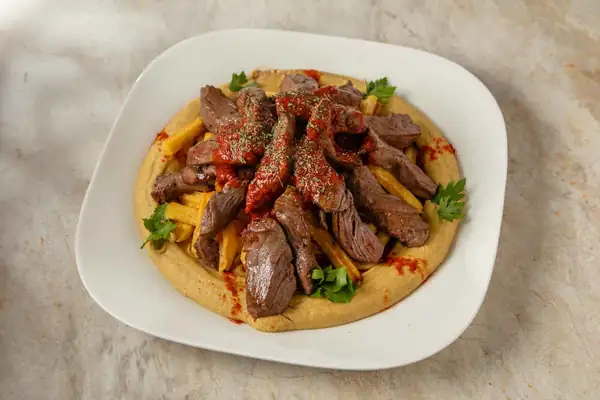 Hummus with Beef Tenderloin