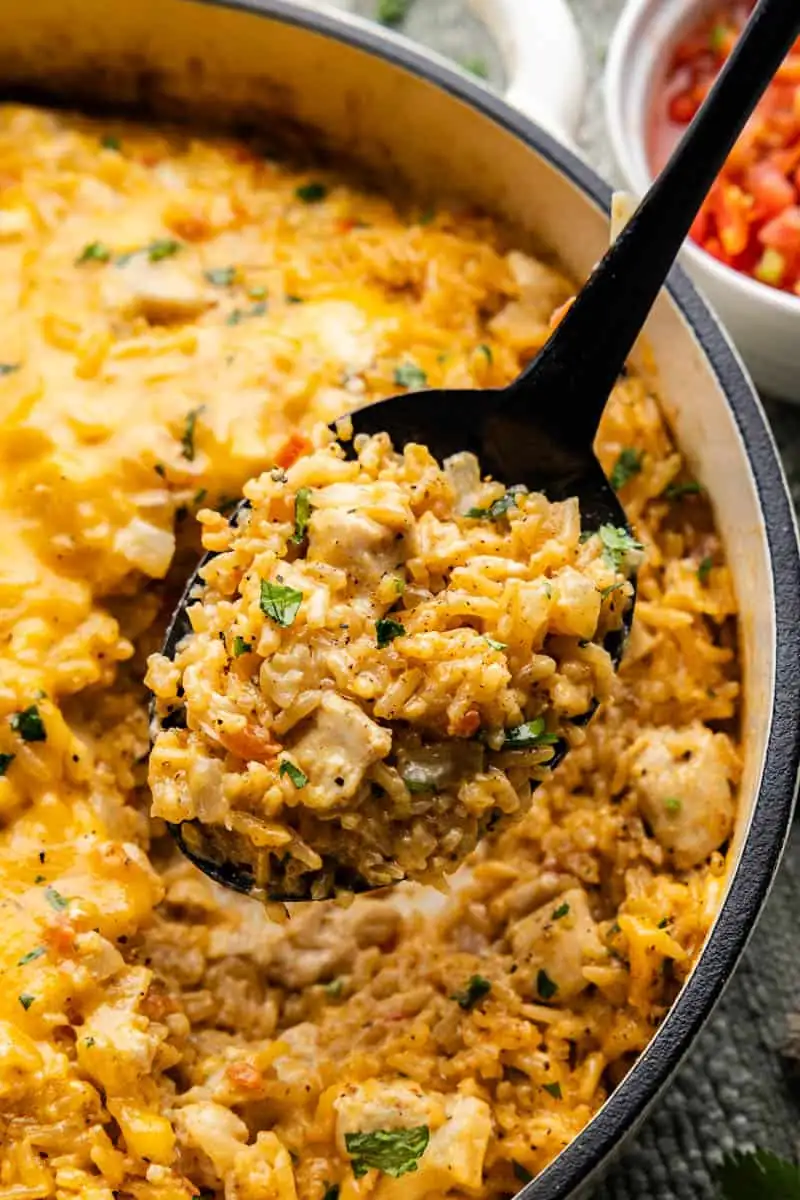 One Pot Queso Chicken and Rice