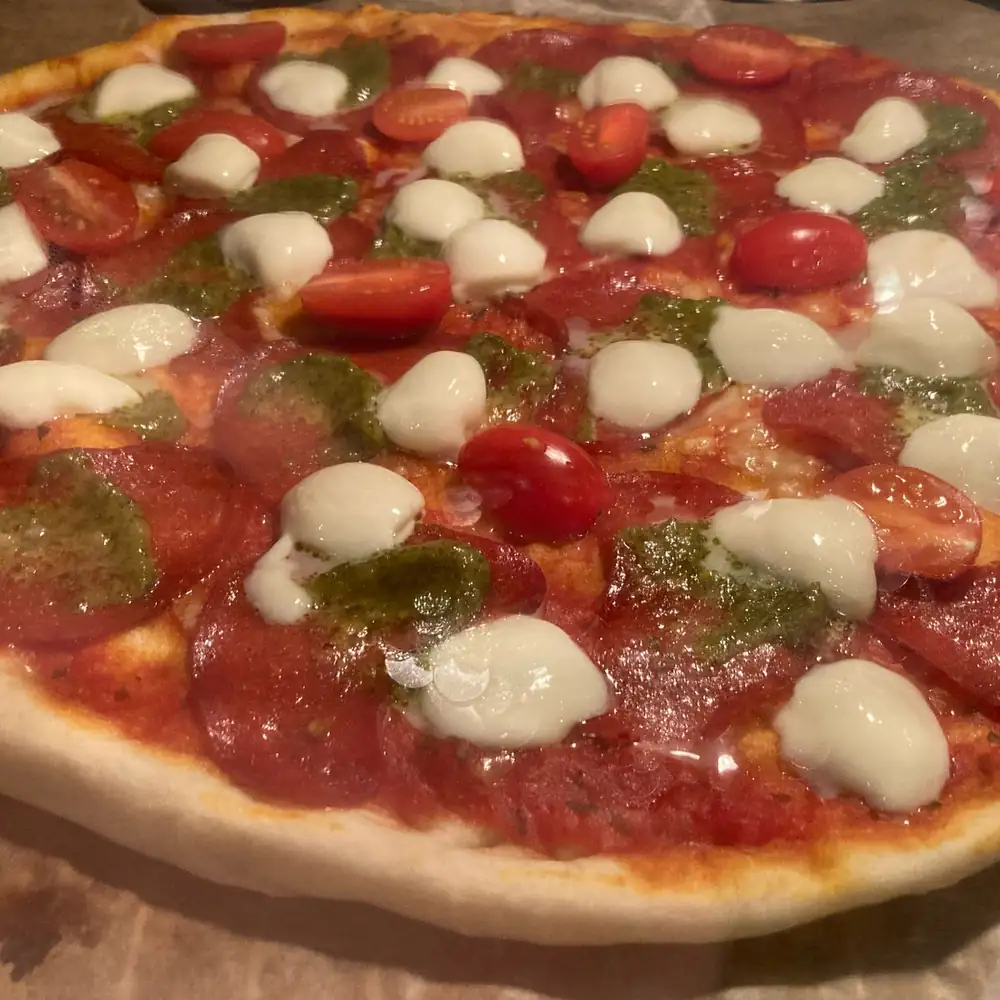Pizza with homemade yeast dough