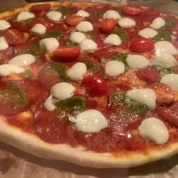 Pizza with homemade yeast dough