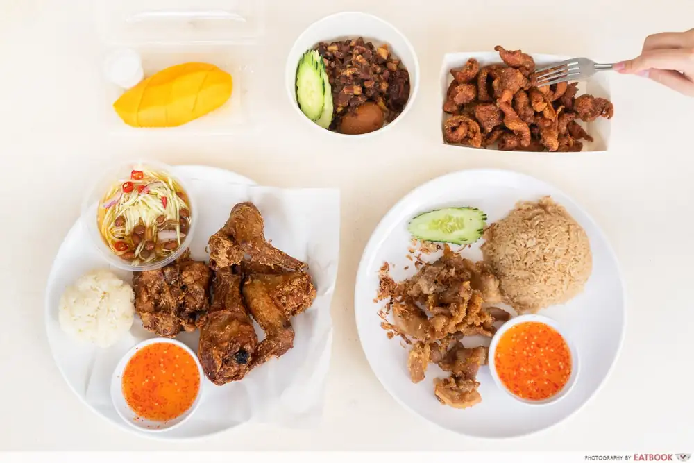 Reseña de Shuang Bao Thai Hat Yai Fried Chicken: Pollo frito al estilo tailandés por $1.80 en Bedok.