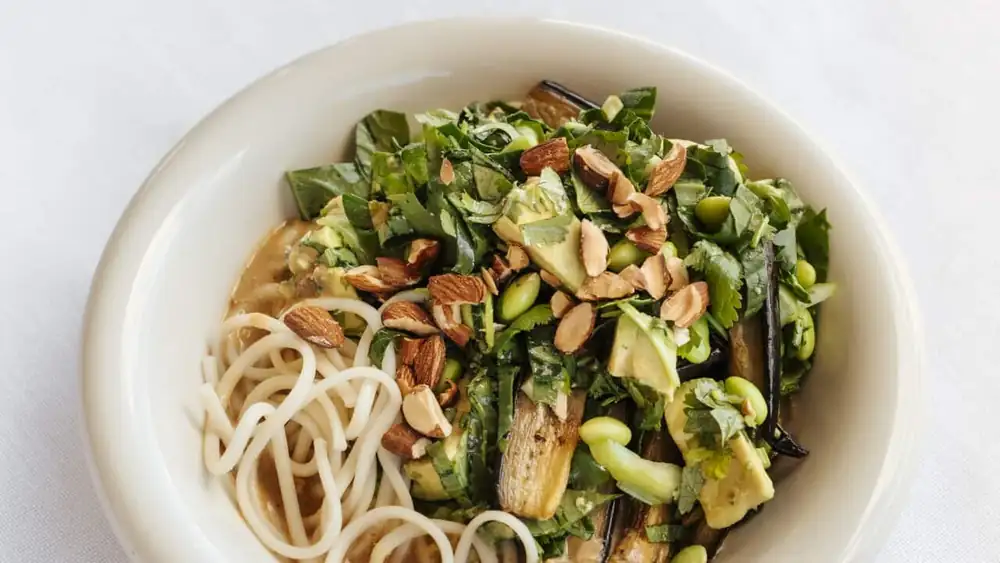 Saucy miso almond butter noodles