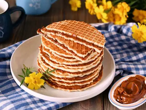 Thin waffles with condensed milk (boiled)