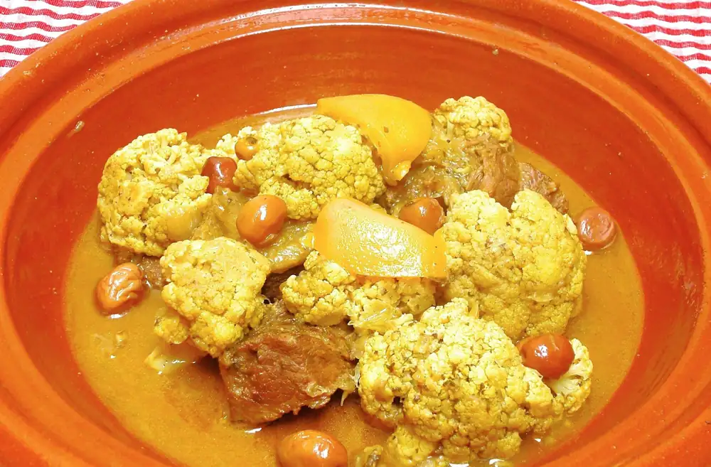 Moroccan Lamb or Beef Tagine with Cauliflower