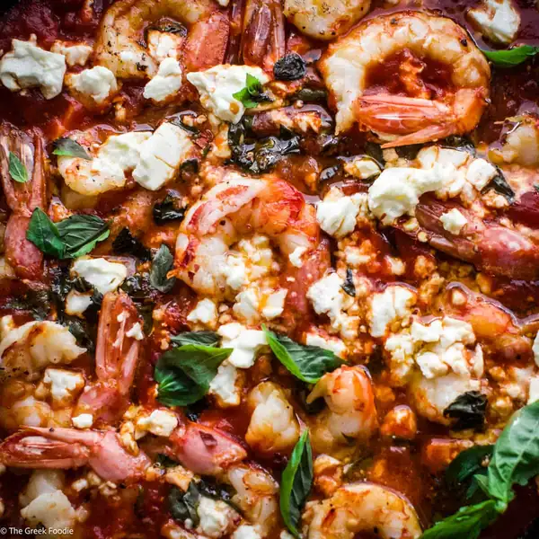 Shrimp Saganaki - Greek Shrimp with Feta and Tomato