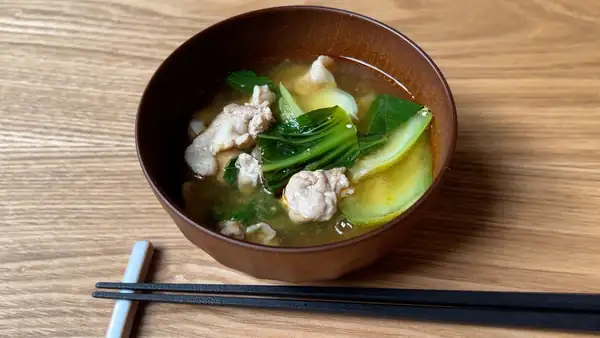 Miso Soup with Baby Bok Choy and Pork Recipe