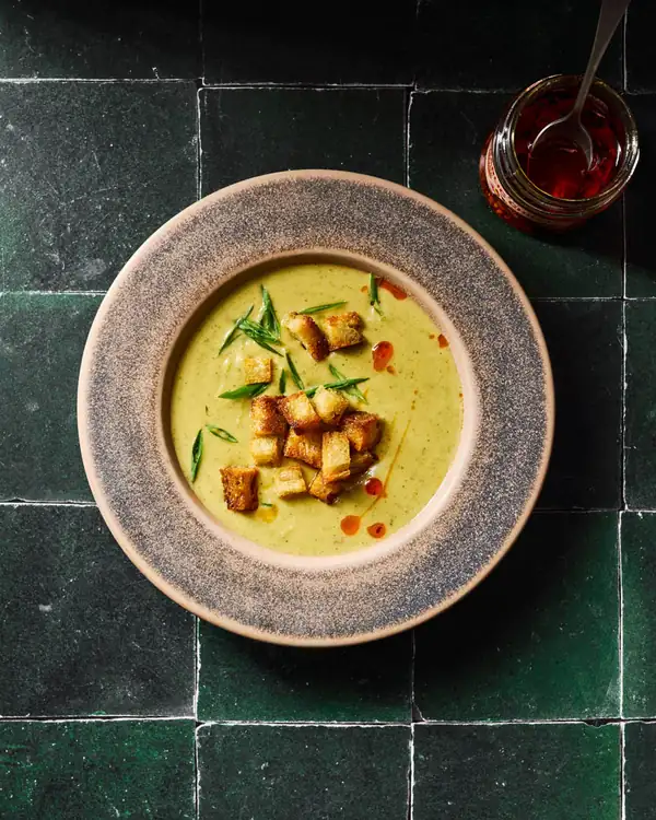 Creamy Zucchini Soup with Garlic Chilli Crisp Recipe