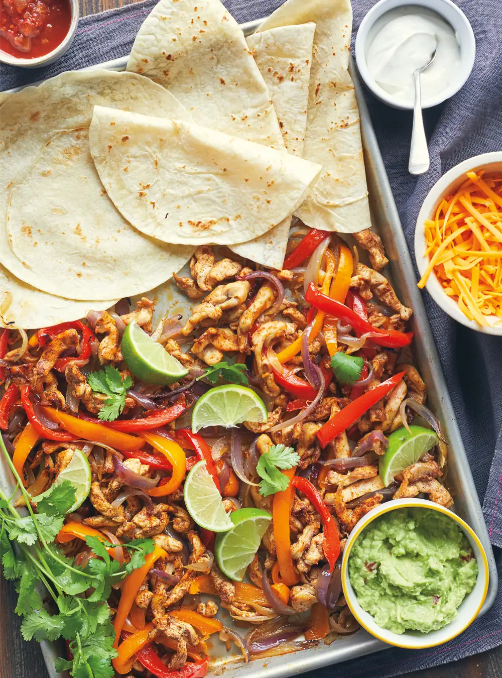 Chicken fajitas cooked on a griddle