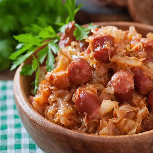 Kiełbasa Sausage and Braised Sauerkraut (Quick Bigos)