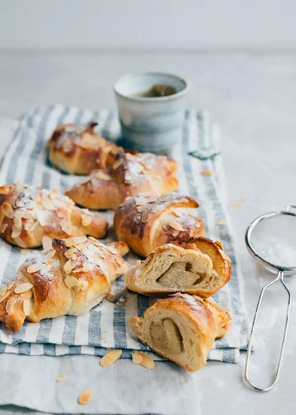 Almond croissants with almond paste