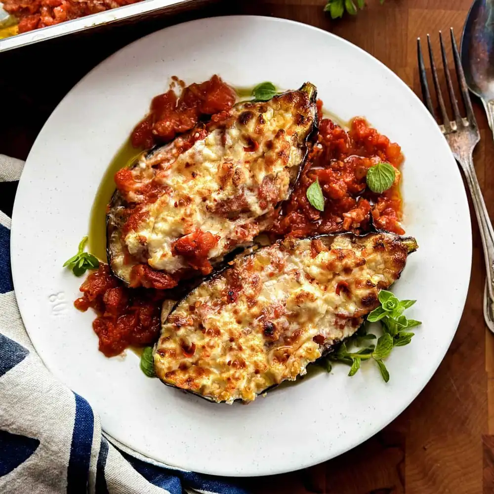 Papoutsakia-Greek Stuffed Eggplants