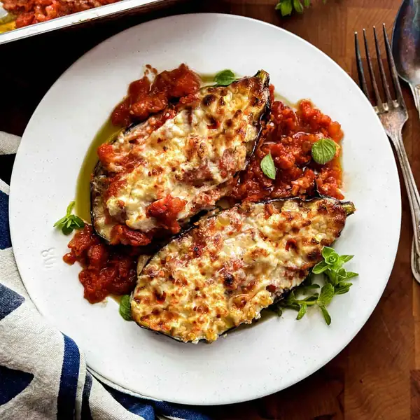Papoutsakia-Greek Stuffed Eggplants