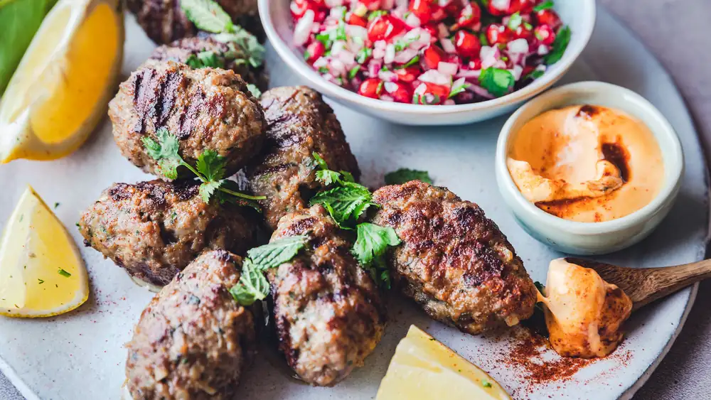 Greek meatballs with harissa mayonnaise