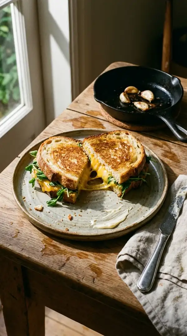 Receta de sándwich de queso a la parrilla: Brotes de guisantes y pan crujiente con mayonesa