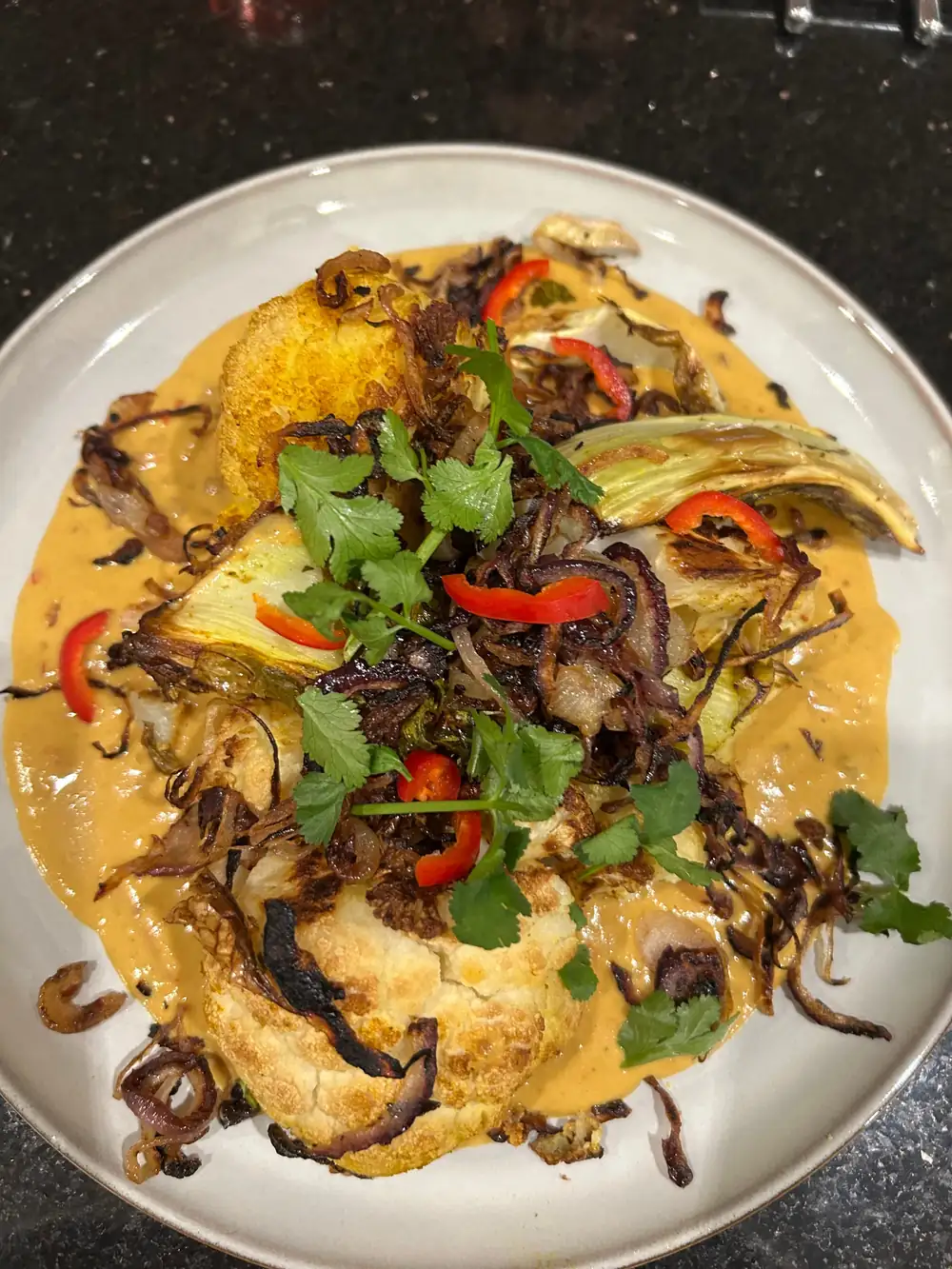 Charred Cauliflower with Peanut Sauce