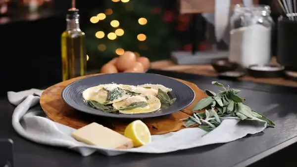 Giant raviolo with sage butter